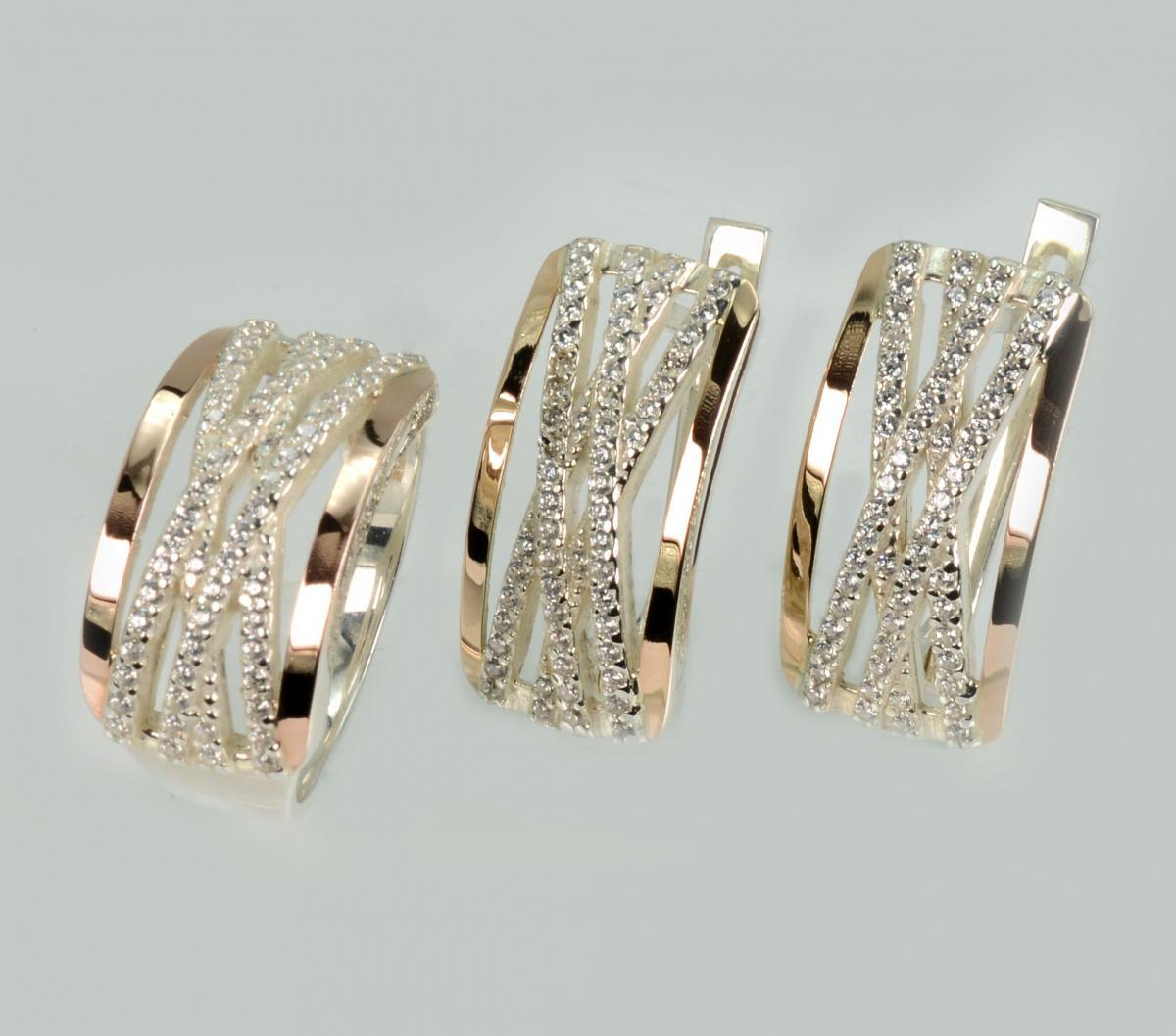 Срібний набір з золотими пластинами, фото 1