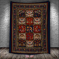 Плед с принтом "Ковер восточный стиль этнический ретро узор обюссонский винтажный арабский цветочный 150х200