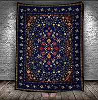 Плед с принтом "Ковер восточный стиль этнический ретро узор обюссонский винтажный цветы синий" 150х200 см.