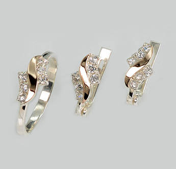 Срібний набір з золотими пластинами