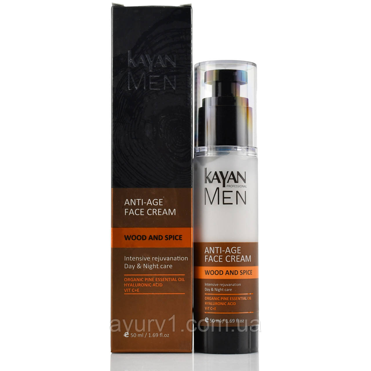 Антивіковий крем для обличчя Kayan Men, Anti age Face Cream, wood and spice, 50ml