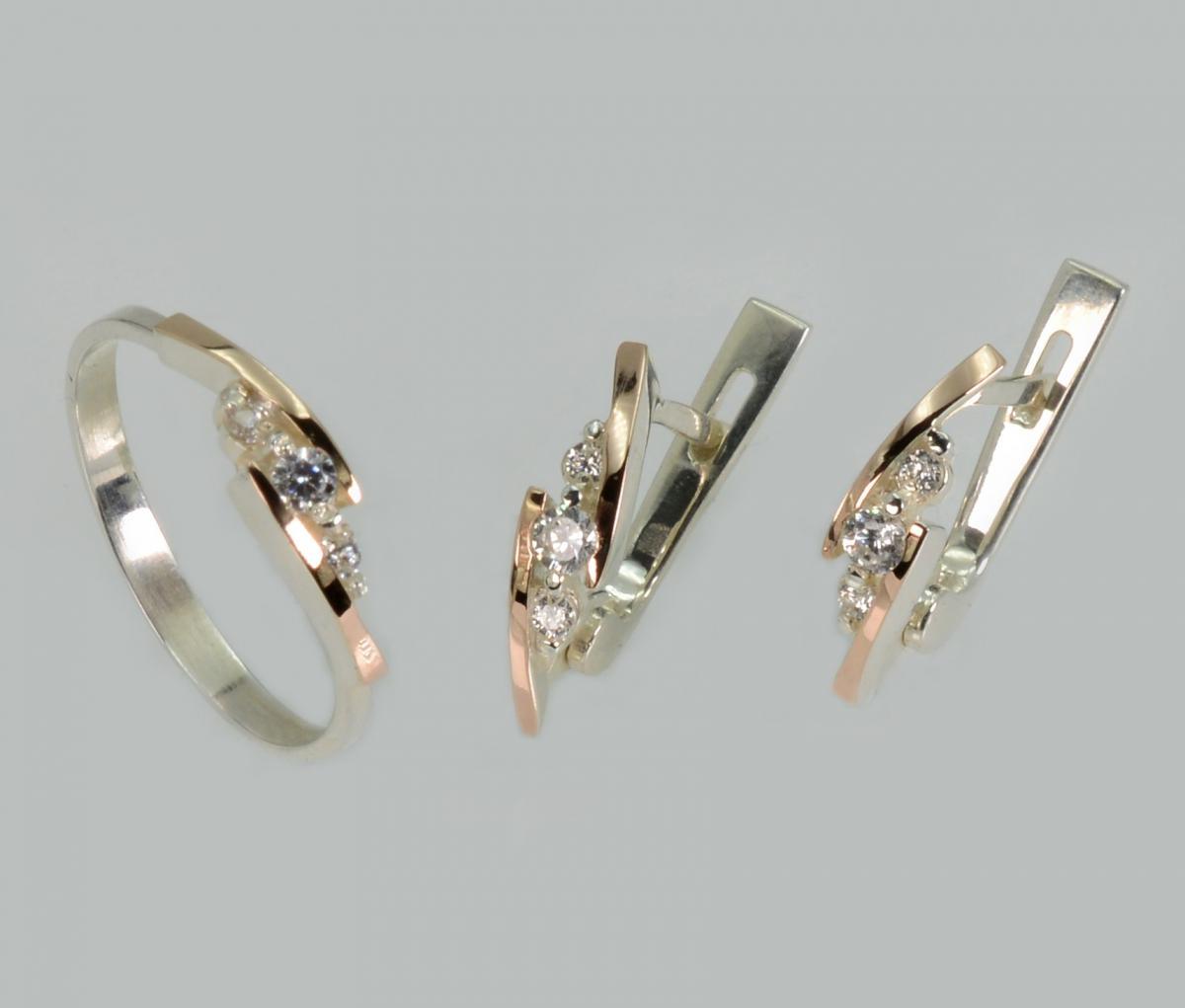 Срібний набір з золотими пластинами, фото 1