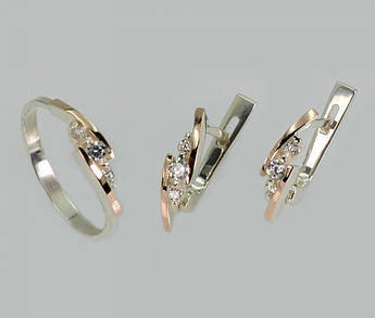 Срібний набір з золотими пластинами