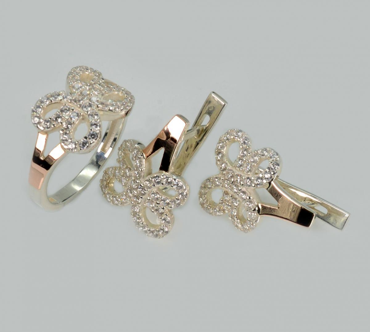 Срібний набір з золотими пластинами, фото 1