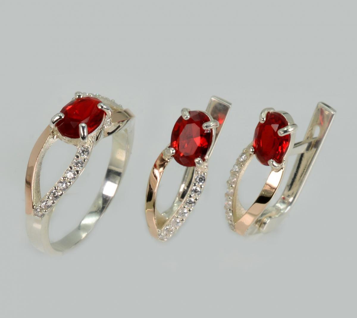 Срібний набір з золотими пластинами, фото 1