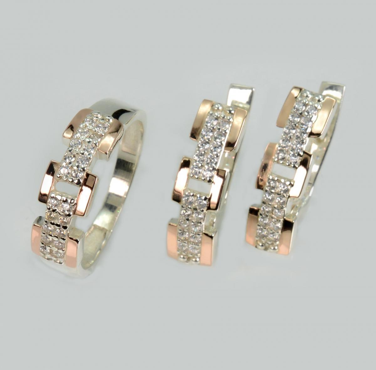 Срібний набір з золотими пластинами, фото 1