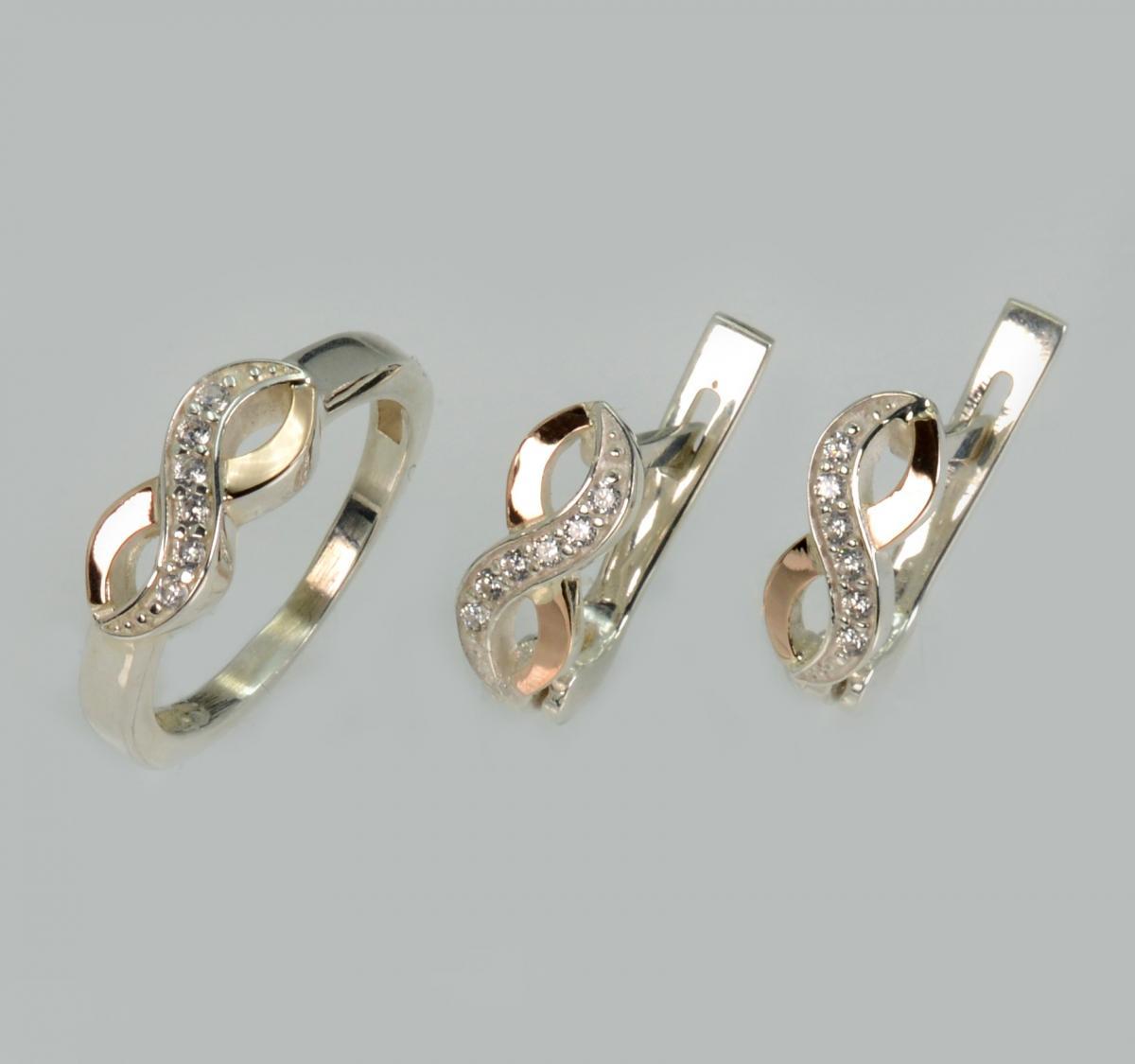 Срібний набір з золотими пластинами, фото 1