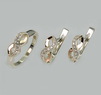 Срібний набір з золотими пластинами