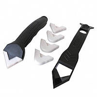 Набір скребків з насадками для вирівнювання та видалення герметика (з ручкою)