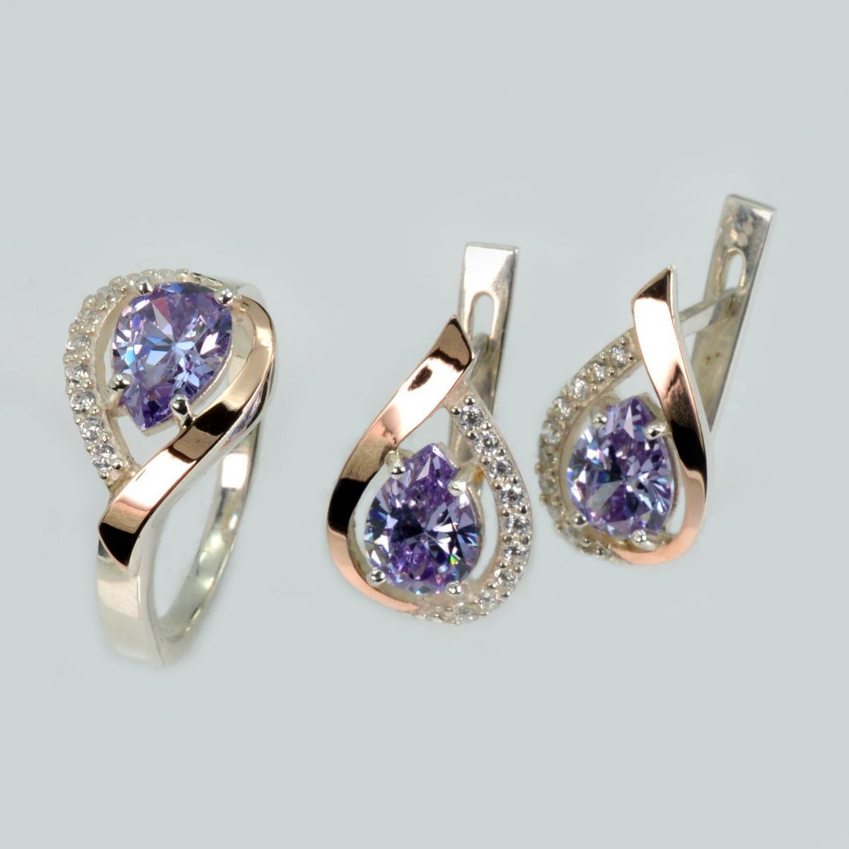 Срібний набір з золотими пластинами, фото 1