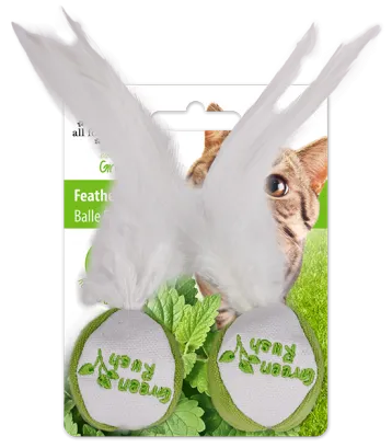 Набір із 2 м'ячиків із пір'ям та котячою м'ятою, AFP 2422, 5 x 5 x 18 см
