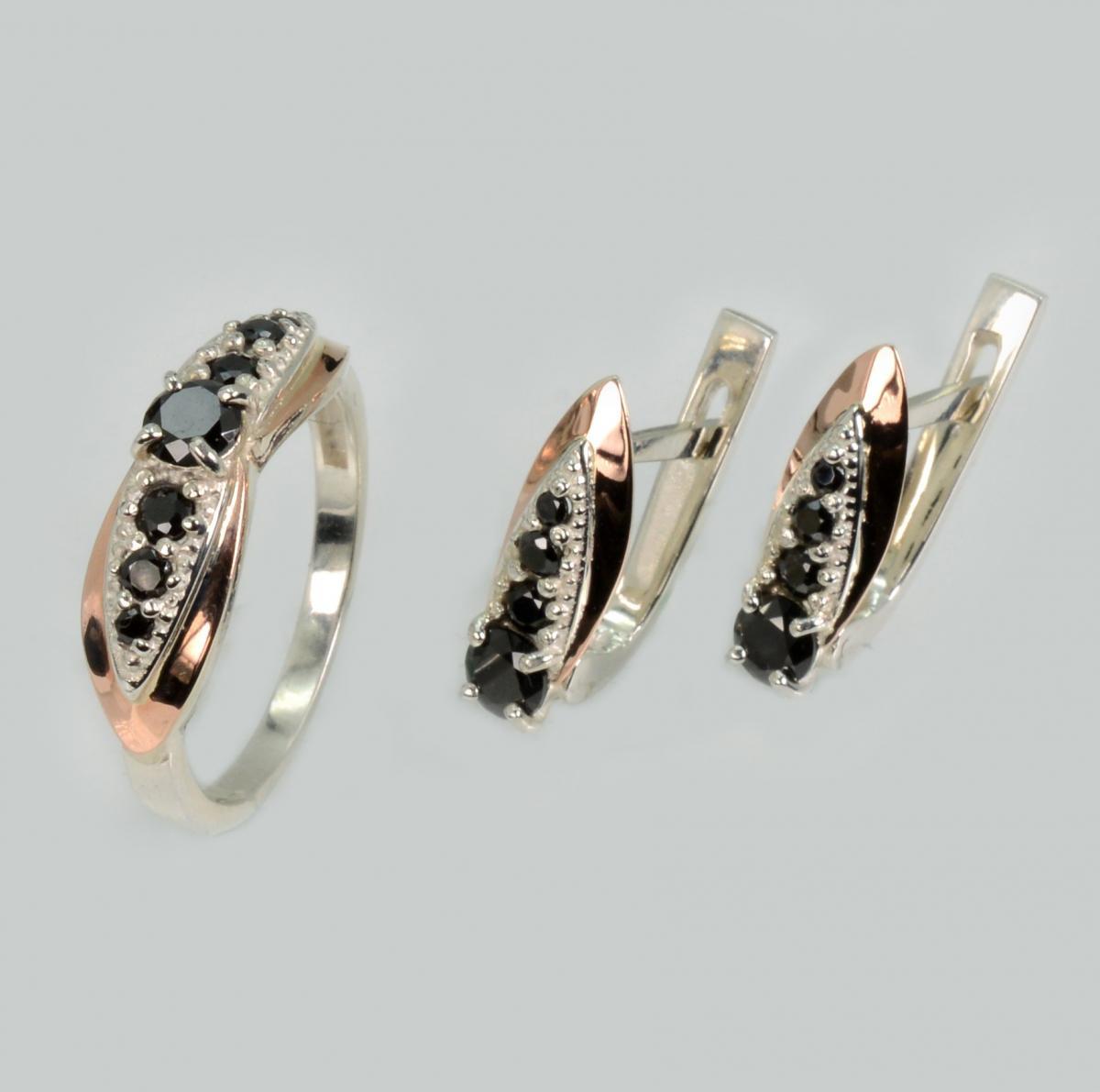 Срібний набір з золотими пластинами, фото 1