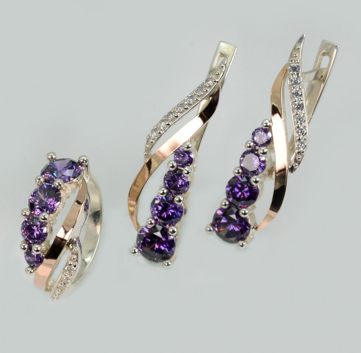 Срібний набір з золотими пластинами, фото 1