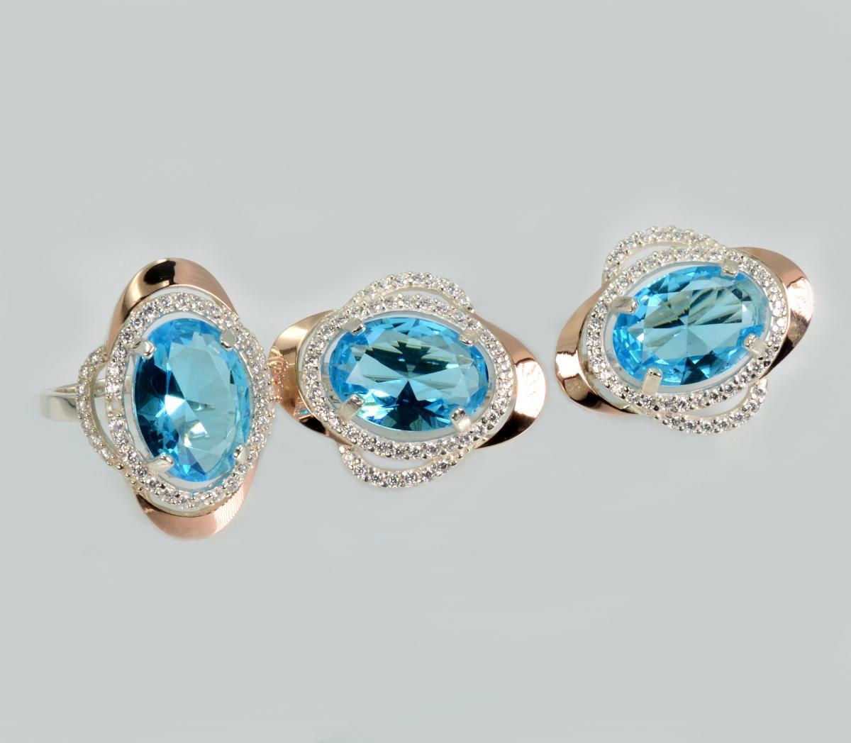 Срібний набір з золотими пластинами, фото 1