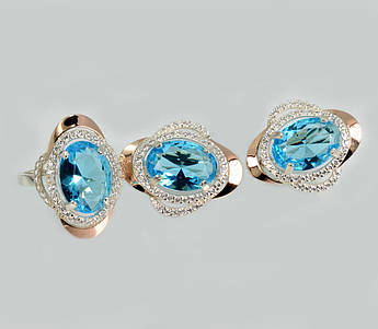 Срібний набір з золотими пластинами