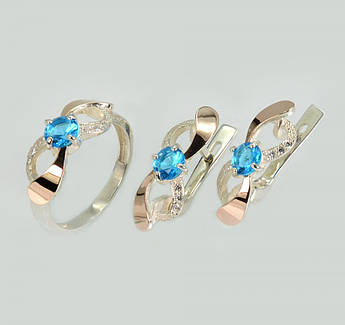 Срібний набір з золотими пластинами