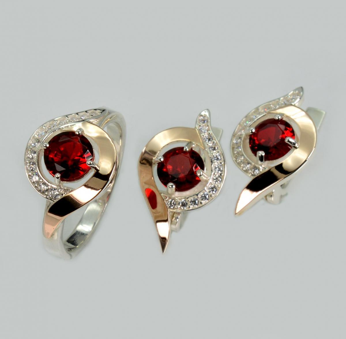 Срібний набір з золотими пластинами, фото 1