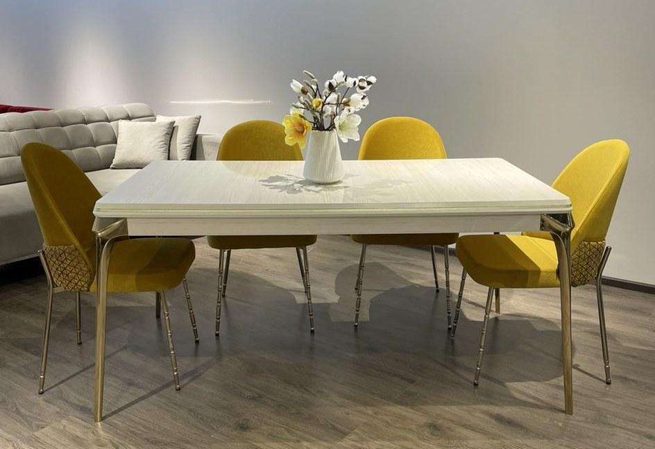 Стіл обідній нерозкладний СИЦИЛІЯ Tes mobili, колір крем, ноги золото