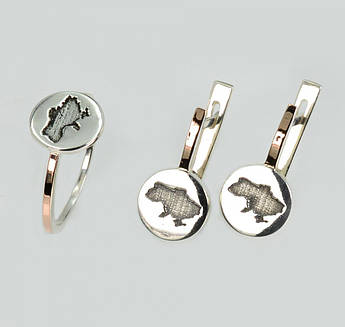 Срібний набір з мапою України