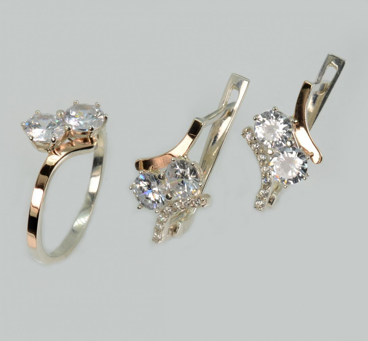 Срібний гарнітур з золотими вставками, фото 1