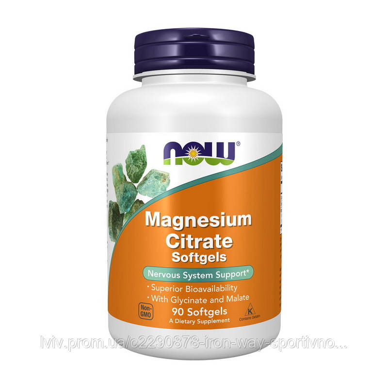 NOW Magnesium Citrate (90 softgels), фото 1