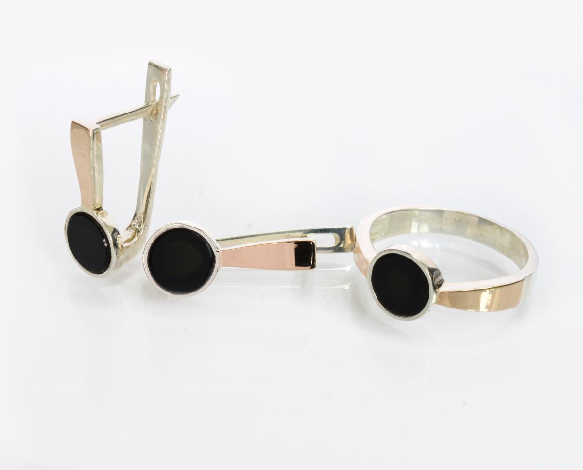 Срібний гарнітур з онікосм, фото 1