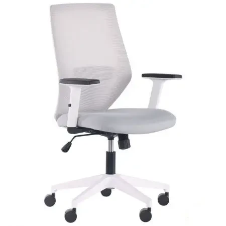 Крісло офісне Lead White Synchro сидіння тканина Нест-19 світло-сіра, спинка Сітка SL-01 світло-сіра (AMF-ТМ)