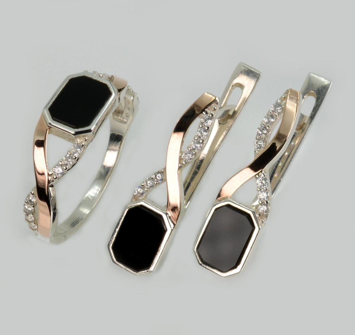 Срібний набір з золотими пластинами, фото 1