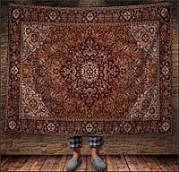 Плед с принтом "Ковер восточный стиль этнический ретро узор обюссонский винтажный арабский старый коричневый