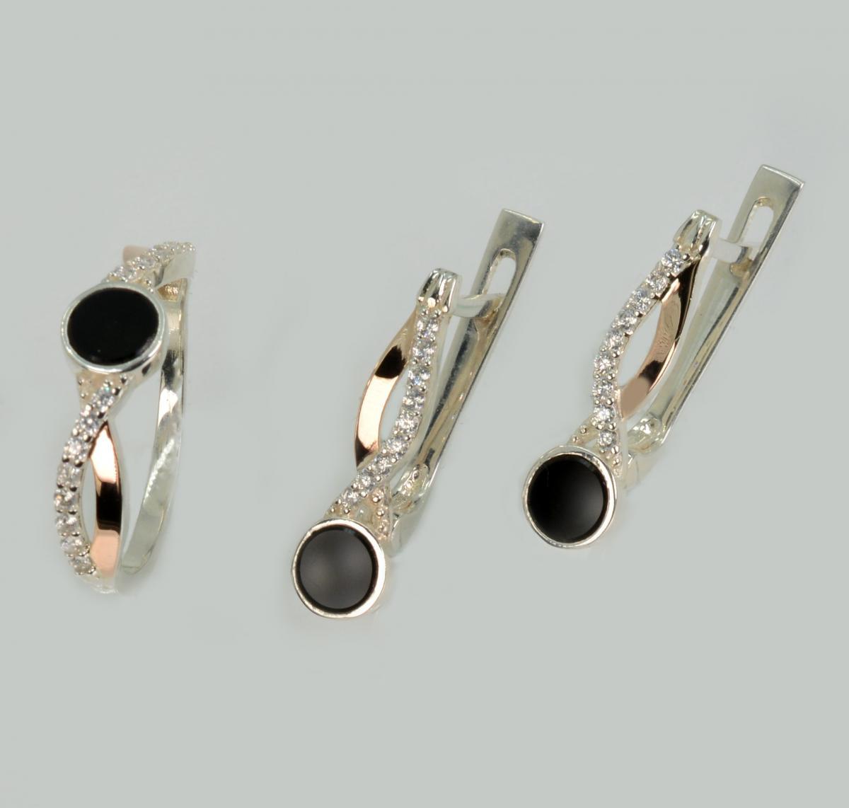 Срібний набір з золотими пластинами, фото 1