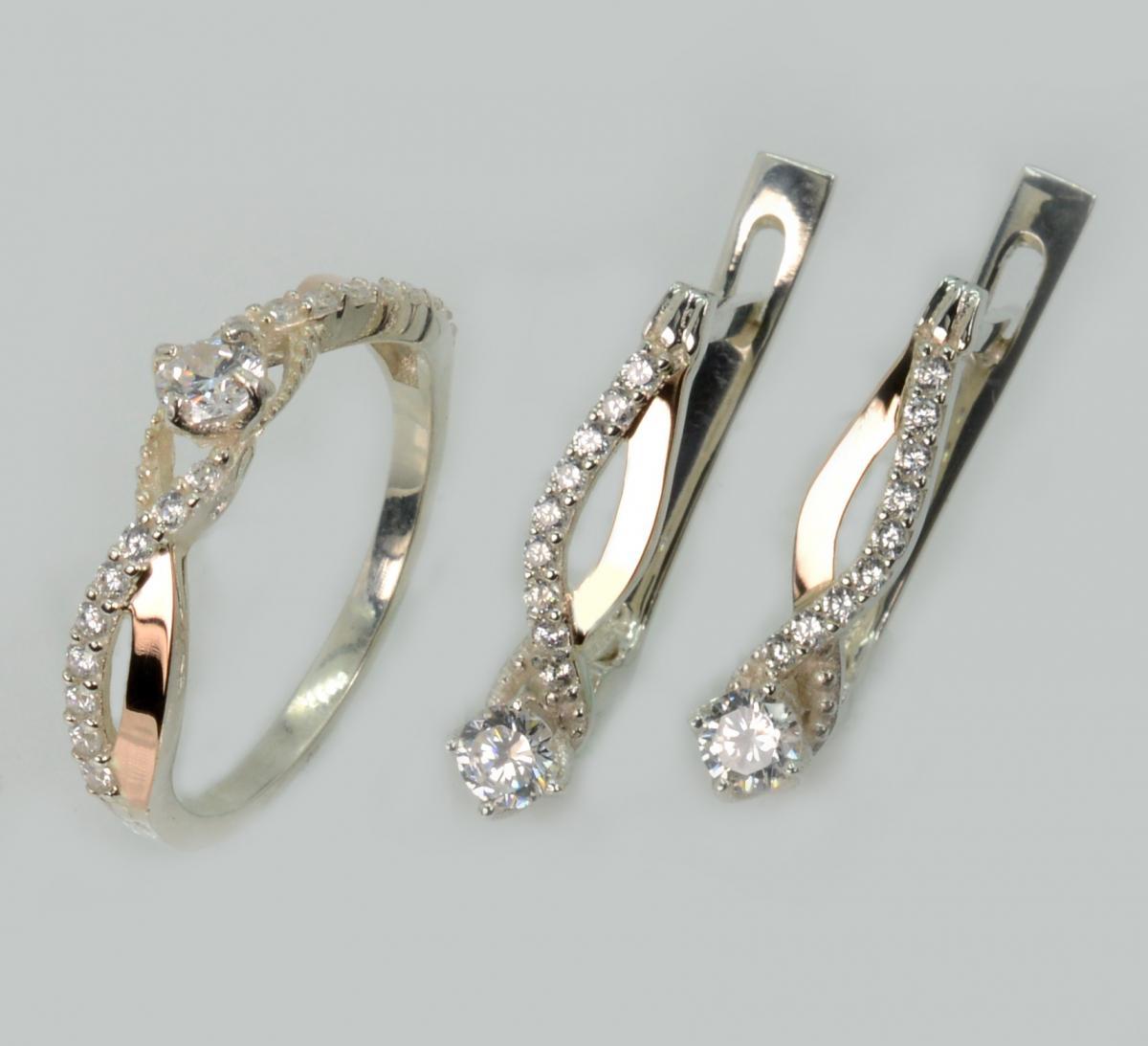 Срібний набір з золотими пластинами, фото 1