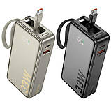 Універсальна Мобільна Батарея Power Bank Hoco Q27A Jewel 33W with cable 10000mAh Колір Титанове золото, фото 3