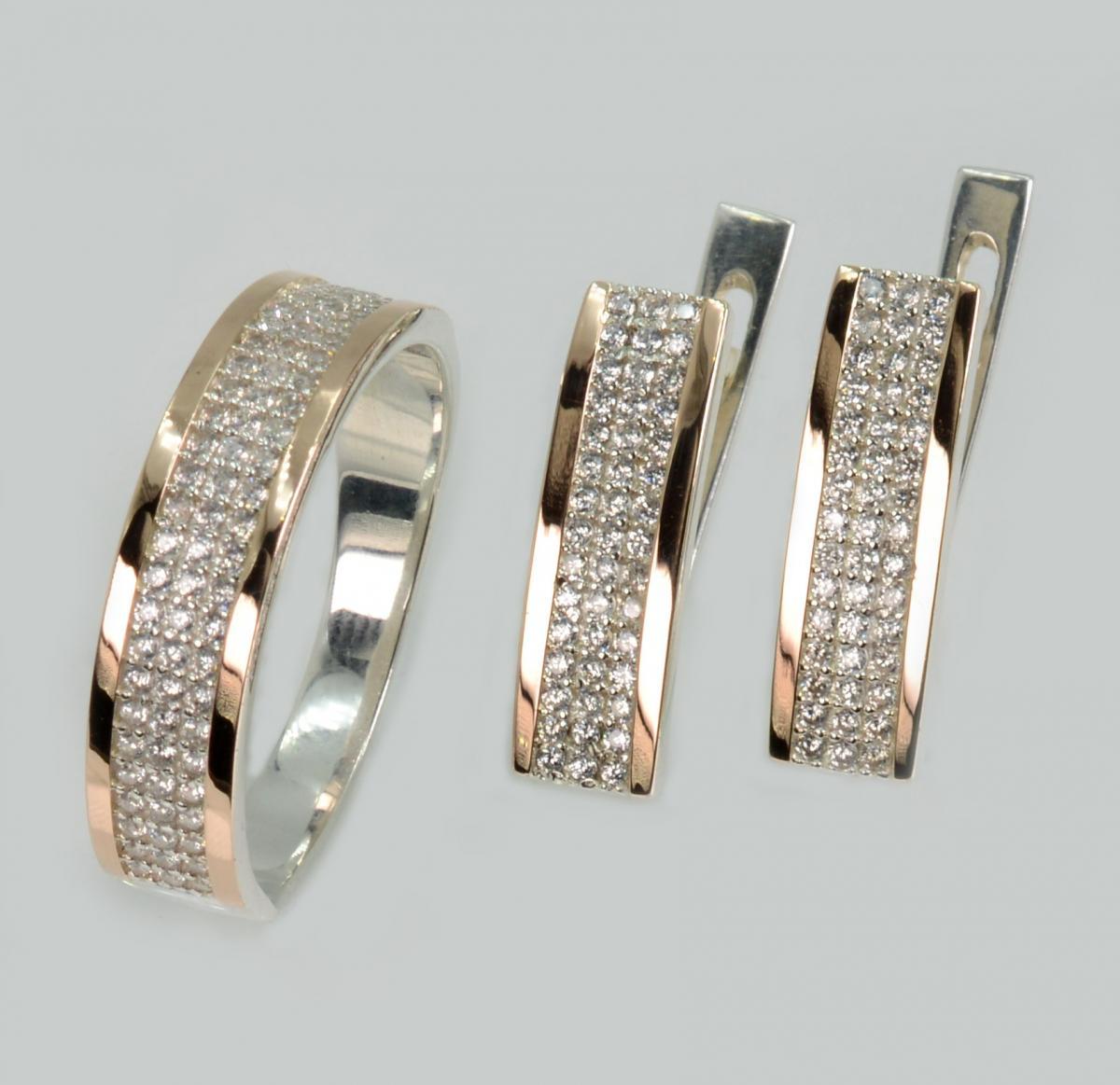 Срібний набір з золотими пластинами, фото 1