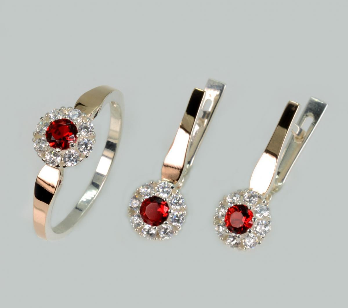 Срібний набір з золотими пластинами, фото 1