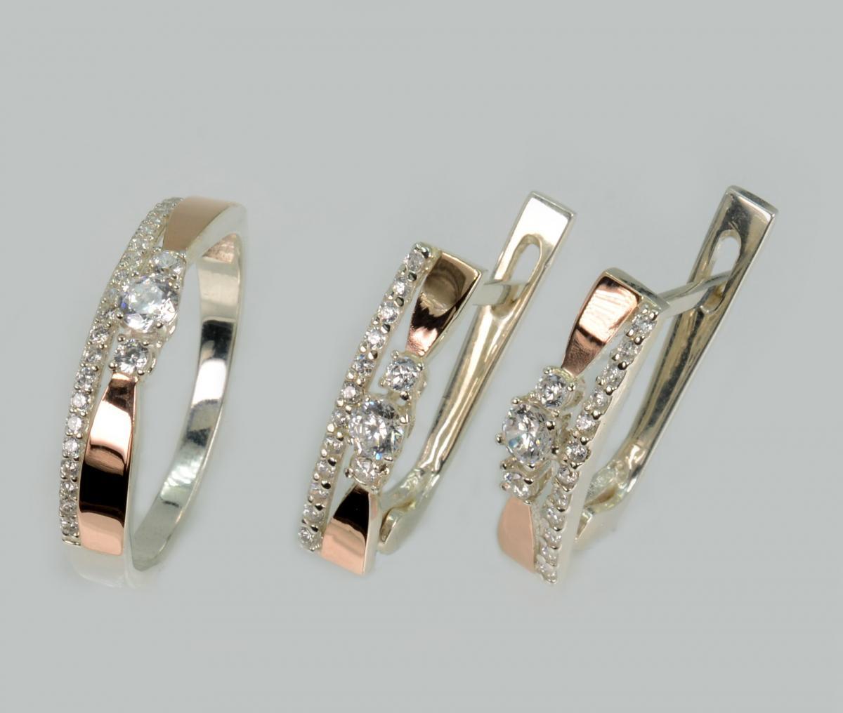 Срібний гарнітур з золотими вставками, фото 1