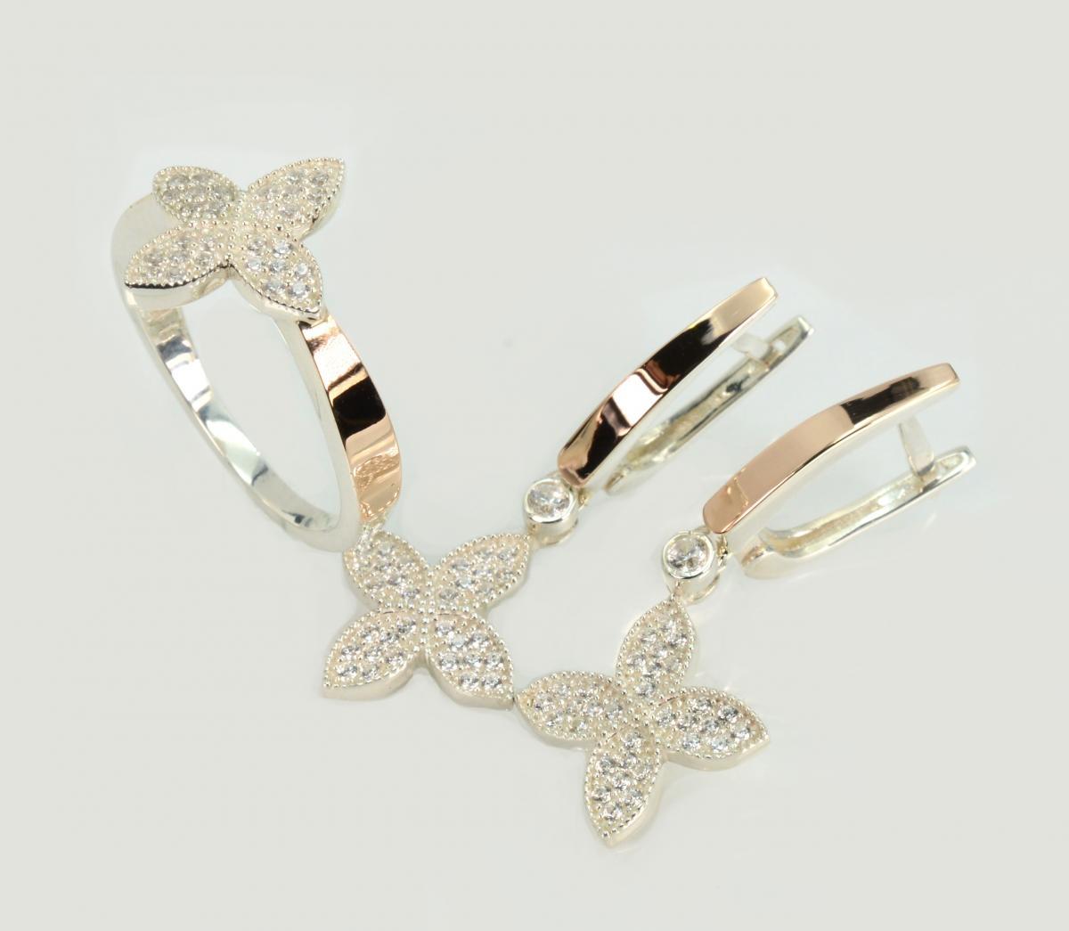 Срібний гарнітур з золотими вставками, фото 1