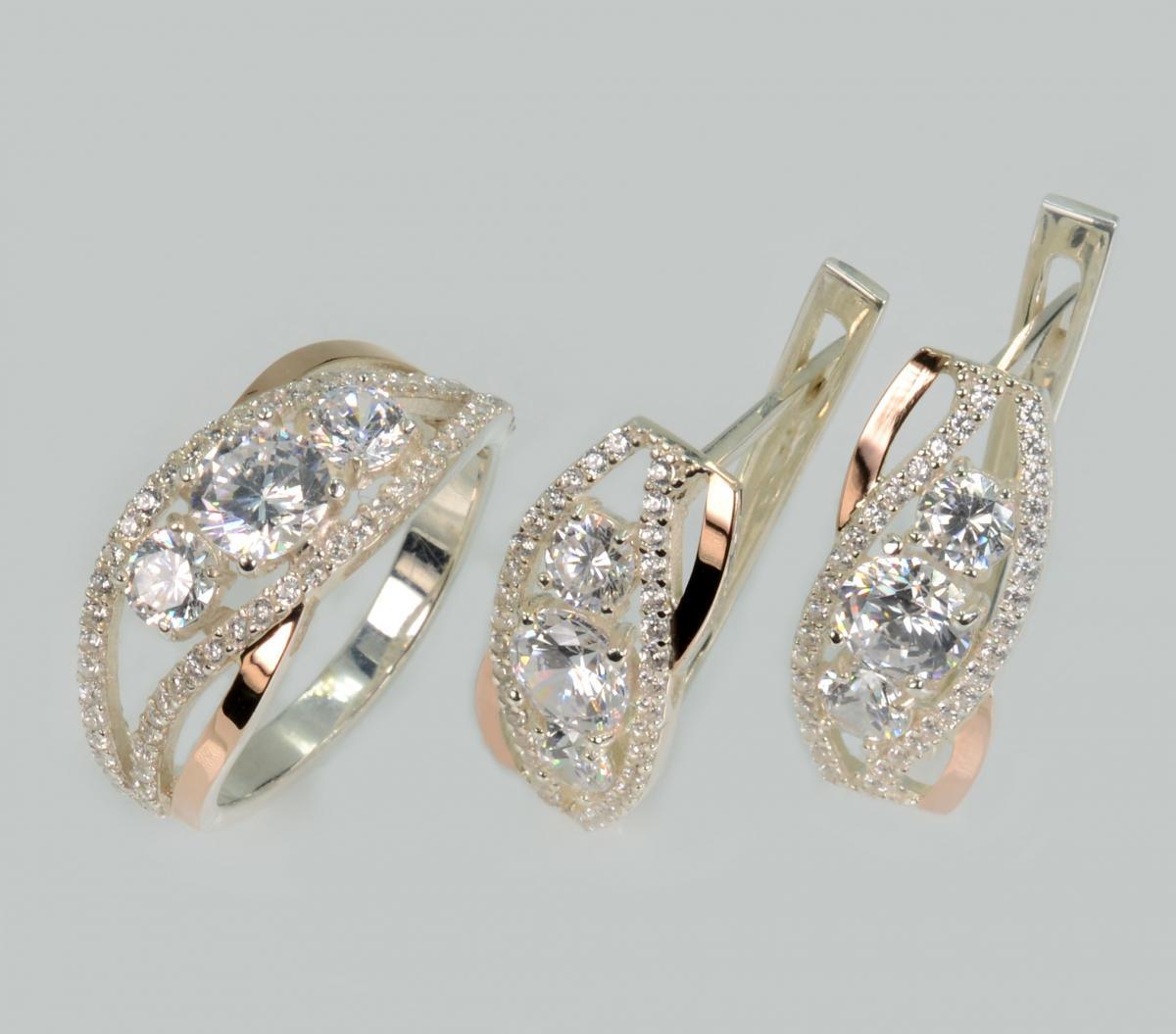 Срібний набір з золотими пластинами, фото 1