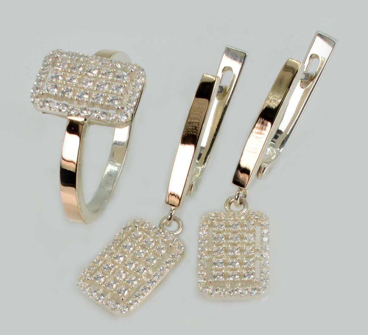 Срібний набір з золотими пластинами, фото 1