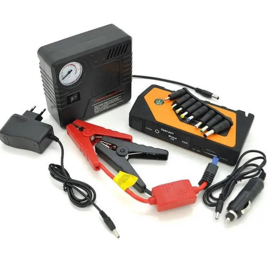Пусковий пристрій із компресором для авто Jump Starter 8399 9980mAh