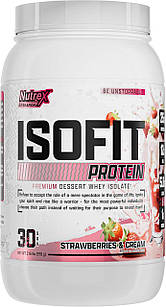Nutrex Research IsoFit Whey Protein Powder 30 Servings Strawberries Cream