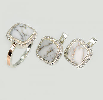 Срібний набір з агатом