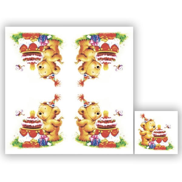 Серветки ТМ "Luxy" 33*33, 3 шари, 18 шт. "Торт для мишки" 1/16, фото 1