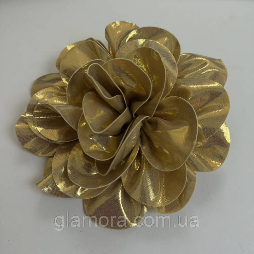 Брошка-квітка парчева Gold (діаметр ~19cм)