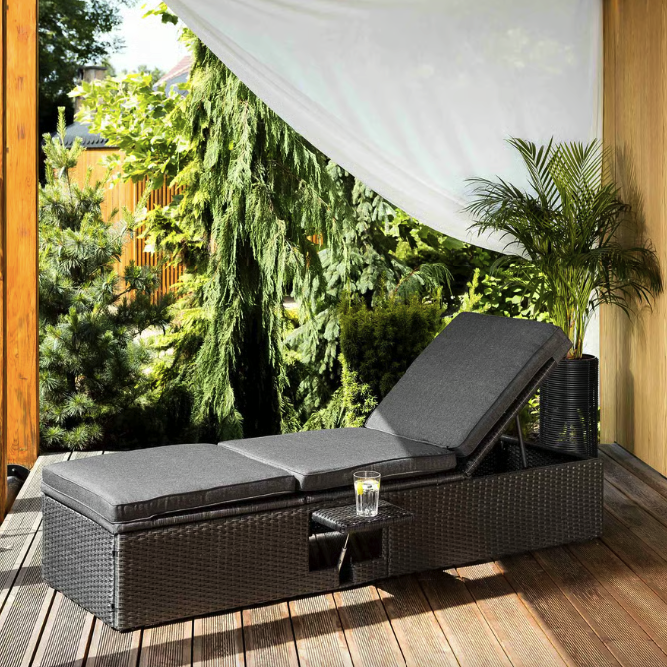 Садовий шезлонг Di Volio Asco чорний -UKMarket-, фото 1