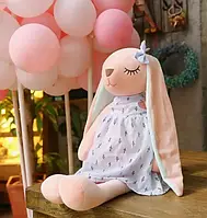 М'яка іграшка Зайчик у сукні комфортер подарунок для дівчинки 35 см