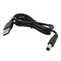 Кабель живлення для роутера Voltronic USB2.0 (тато) - 5.5/2.1mm (тато), 0.7 м Black 5 V, для роутера