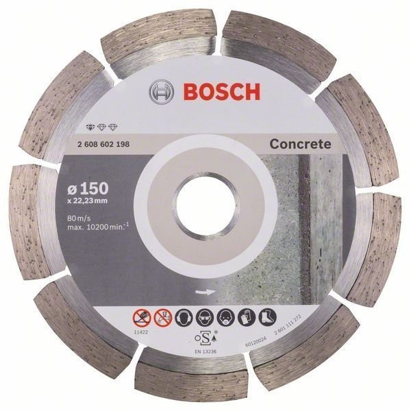 Bosch Круг алмазний відрізний PF Concrete 150х22 бетон, фото 1