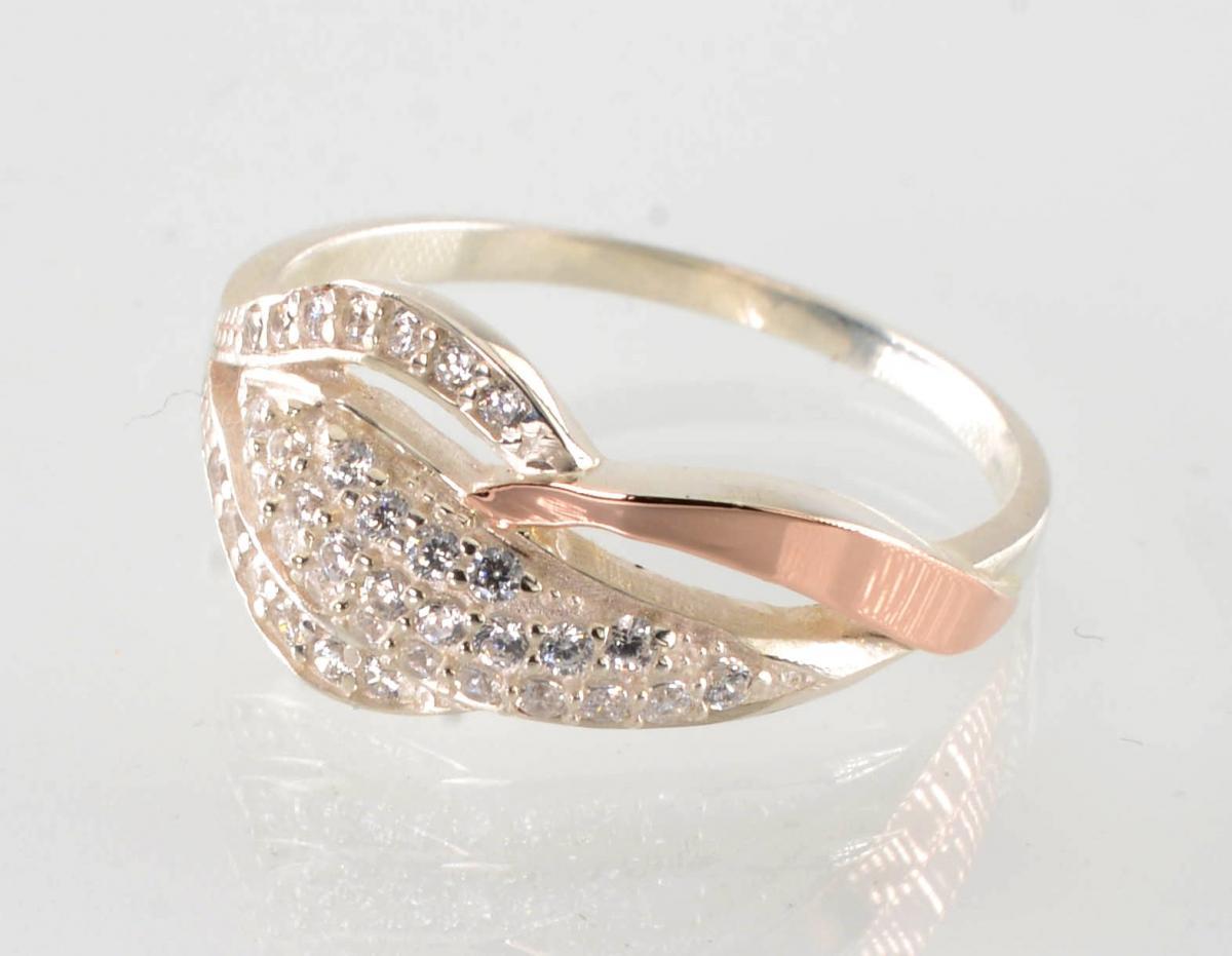 Срібна каблучка з золотими вставками, фото 1