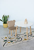 Комплект: круглий столик та стільчик бежевий ведмедик 3-5 років