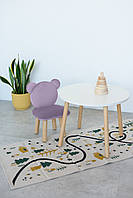 Комплект: круглий столик та стільчик бузковий ведмедик 2-4 роки